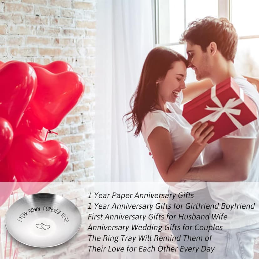 1 Year Anniversary for Him Her One Year Paper Anniversary Ring Holder First Anniversary Wedding Gifts for Husband Wife 1st Anniversary Dating Gift for Couples Boyfriend Girlfriend Birthday Christmas