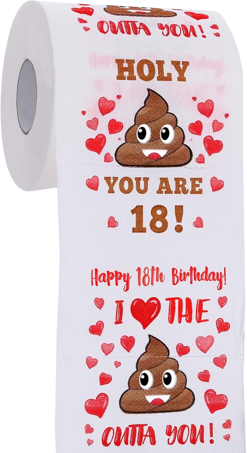 18th Birthday Gifts for Boys or Girls - Happy Prank Toilet Paper - 18th Birthday Decorations, Party Supplies Favors - Novelty Bday Present for Him, Her, Friends - 18 Years Old Funny Gag Gift for Guys