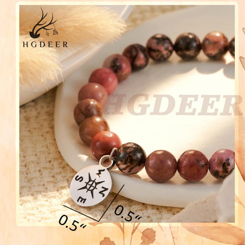 HGDEER Natural Stone Retirement Bracelet for Women/Men 2025, Going Away Farewell Gifts Valentine Gift For Coworkers Teacher with Gift Message Card