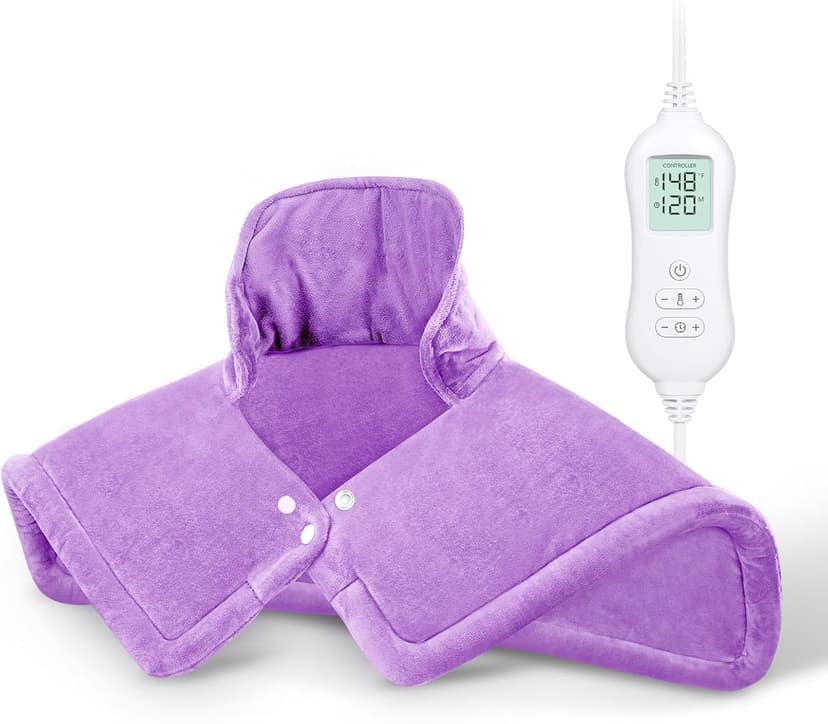 NOWWISH Heating Pad for Neck and Shoulders Pain Relief, 2lb Weighted Electric Heating Pad with 10 Heat Levels and Auto Shut Off, Large Heated Wrap, Birthday Gifts for Women Mom Wife, 17"x23", Purple