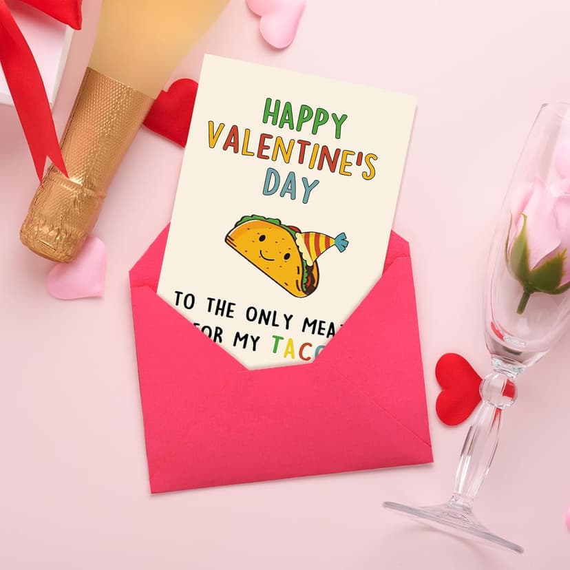 Lovely Taco Valentines Day Card for Him Her, Naughty Valentine's Day Gift for Husband Wife, Romantic Boyfriend Girlfriend Vday Card, To The Only Meat for My Taco