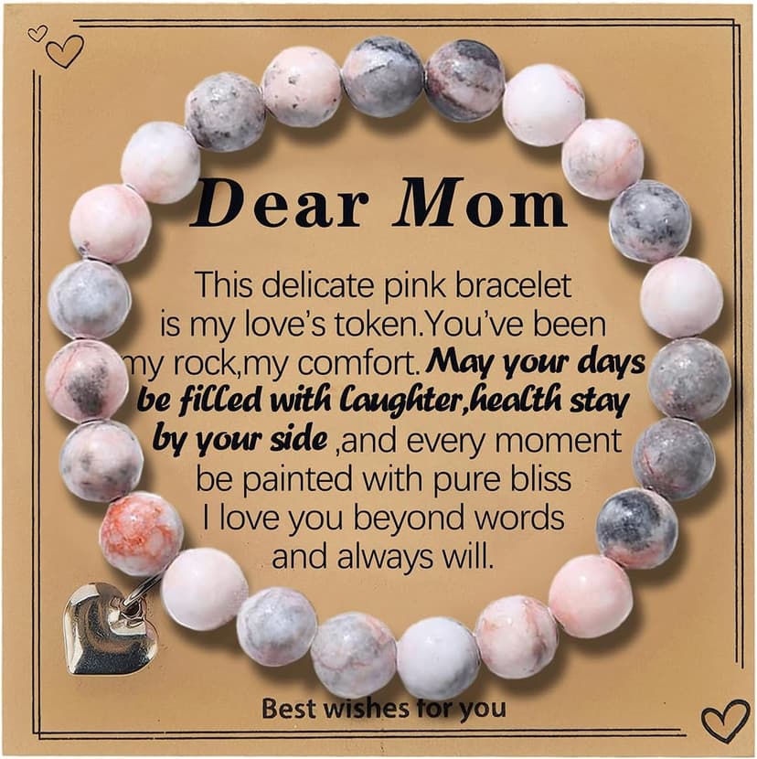 Gifts for Mom, Christmas Gifts for Mom Women, Stocking Stuffers for Women, Birthday Mothers Day gifts from Daughter Son, Unique Handmade Natural Stone Bracelet.