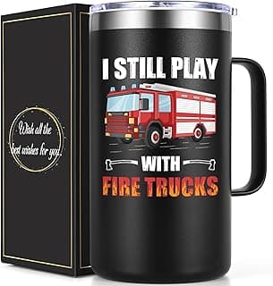 Lifecapido Firefighter Gifts for Men, I Still Play With Fire Truck 20oz Insulated Coffee Mug, Fire Fighter Fireman Christmas Gifts for Firefighters Men, Black