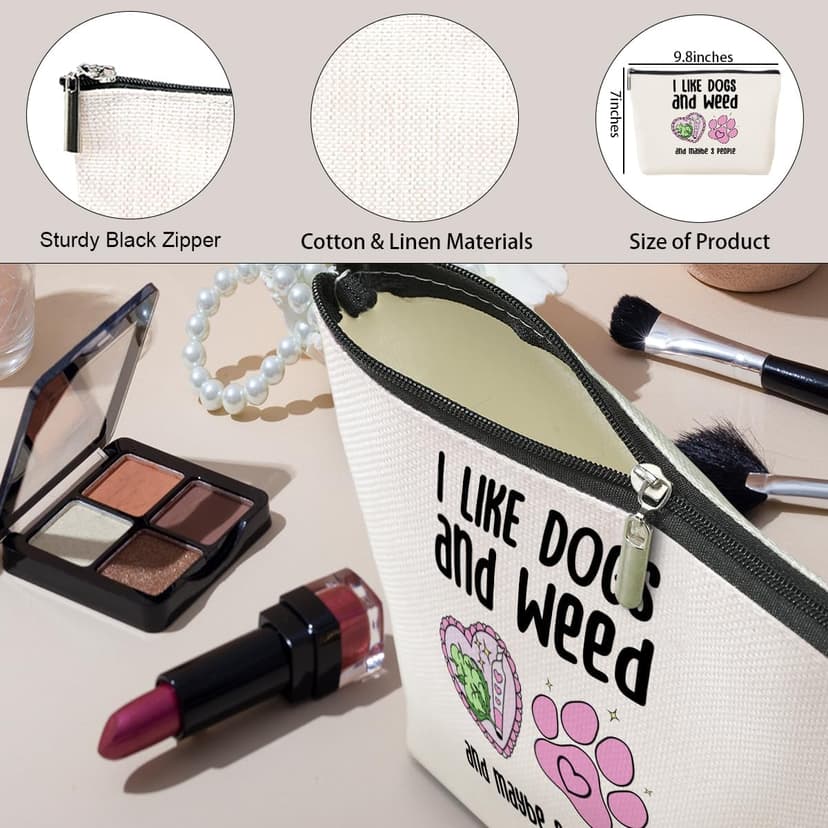 Funny Makeup Bag Weed Gifts Dog Gifts Weed Accessories Green Leaves Decor Dog Mom Christmas Birthday Friendship Gifts for Women Friends Dogs Lovers Her Girl Niece Mothers Day Travel Toiletry Bag