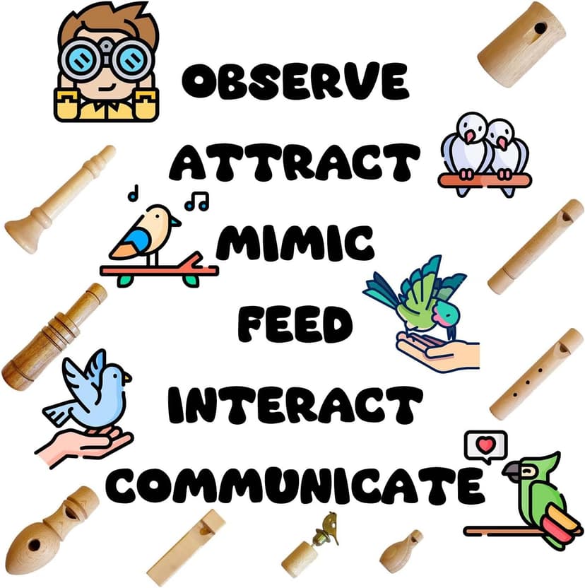 ZDH 9-Piece Wooden Bird Call Set – Handcrafted Bird-Call in Acrylic Wooden Box for Birdwatchers, Nature Lovers, Outdoor Exploration & Education All