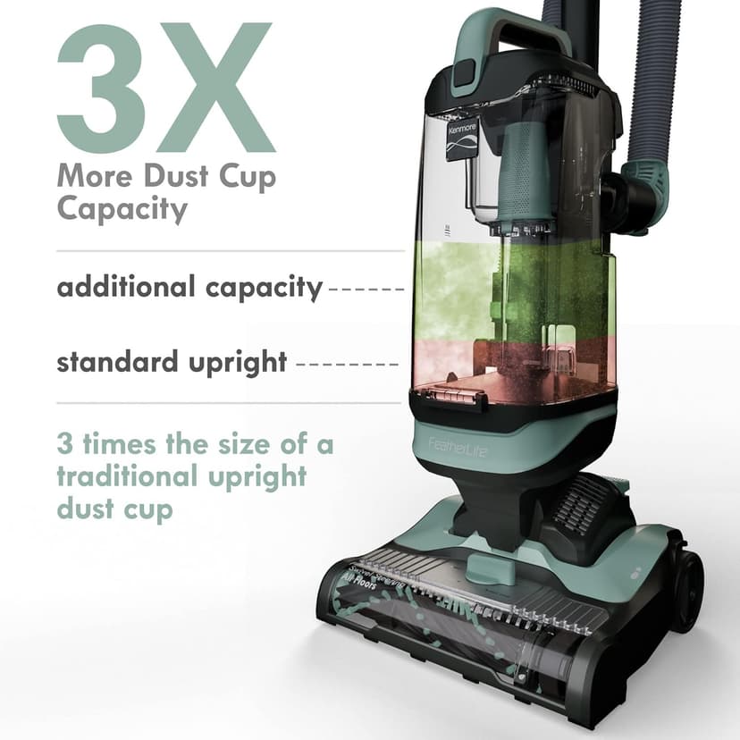 Kenmore DU1275 Bagless Upright Vacuum Lightweight Carpet Cleaner with 4 Height Adjustment, Hair Eliminator brushroll, Pet HandiMate & 2 Cleaning Tools