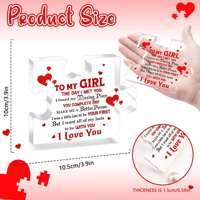 I Love My Gf, I Love My Girlfriend, Gf Gifts, Miss You, Gift for Gf, Valentines Day Gifts for Gf, Girlfriend Birthday Gift Ideas, Soulmate Gifts for Her, To My Girl Acrylic Block