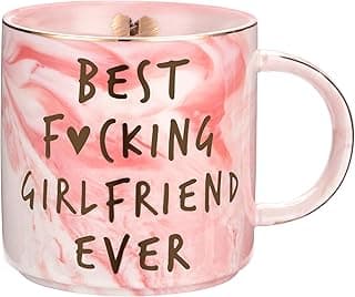 Hendson Best Girlfriend Ever - Anniversary, Romantic Gift - Funny Cute Couple Birthday Ideas for Her - Pink Marble Mug, Ceramic 11.5oz Coffee Cup