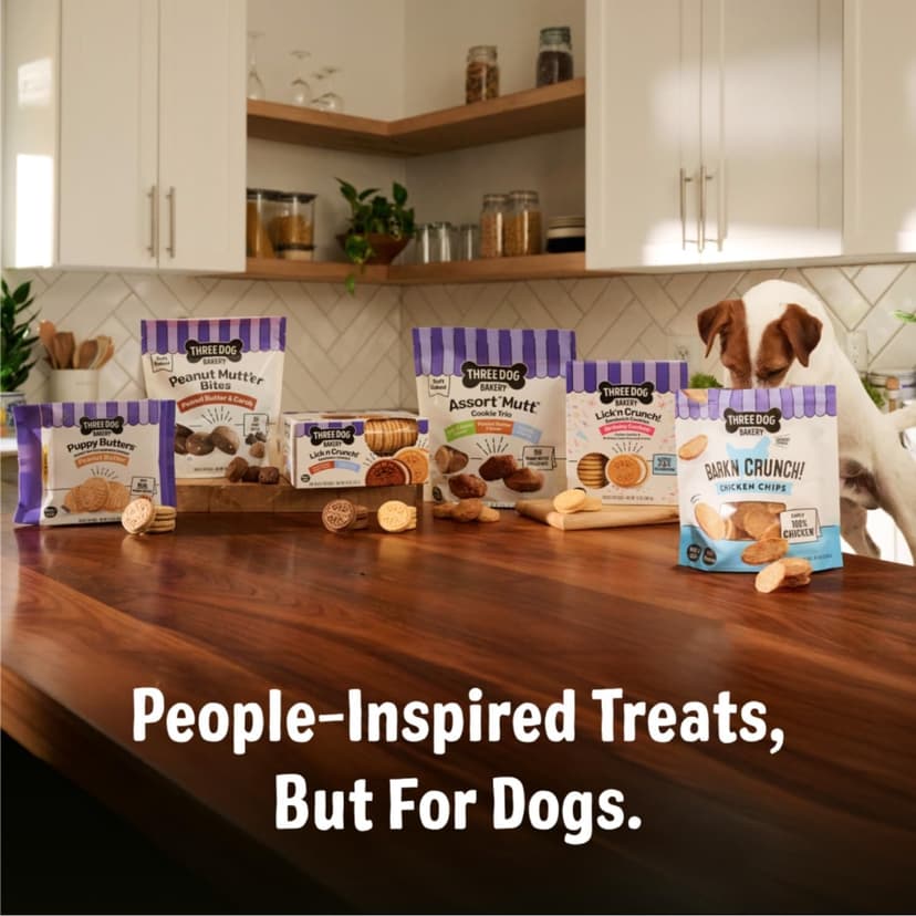 Three Dog Bakery Classic Cremes Baked Dog Treats, Golden with Peanut Butter Filling, 13 oz,Brown,310077