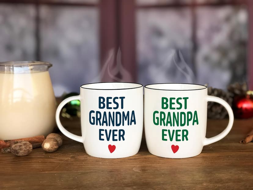 Triple Gifffted Worlds Best Grandparents Coffee Mugs for Grandma and Grandpa, Gifts Ideas From Grandkids, Grandchildren, New First Time Grandparent Announcement Christmas Valentines Day, Ceramic 380ml