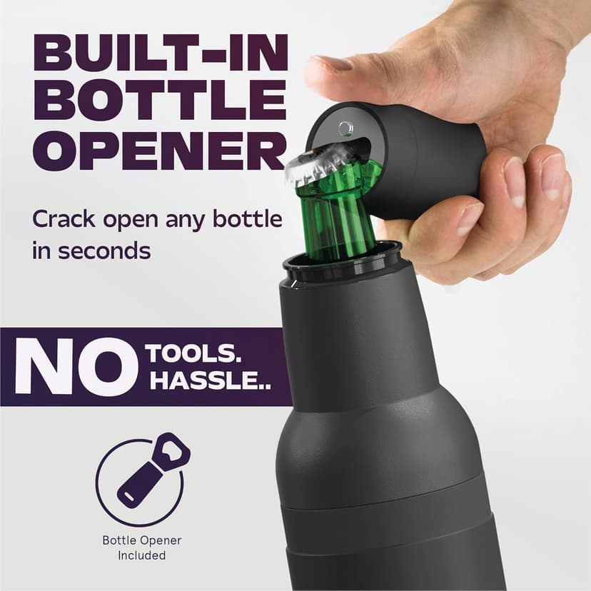 Asobu Frosty Beer Holder,2 Go Vacuum Insulated Double Walled Stainless Steel Beer Can and Bottle Cooler with Beer Opener, Bpa Free, Fits Standard 12oz, Ice Cold for Hours, Great Gift for Beer Lovers