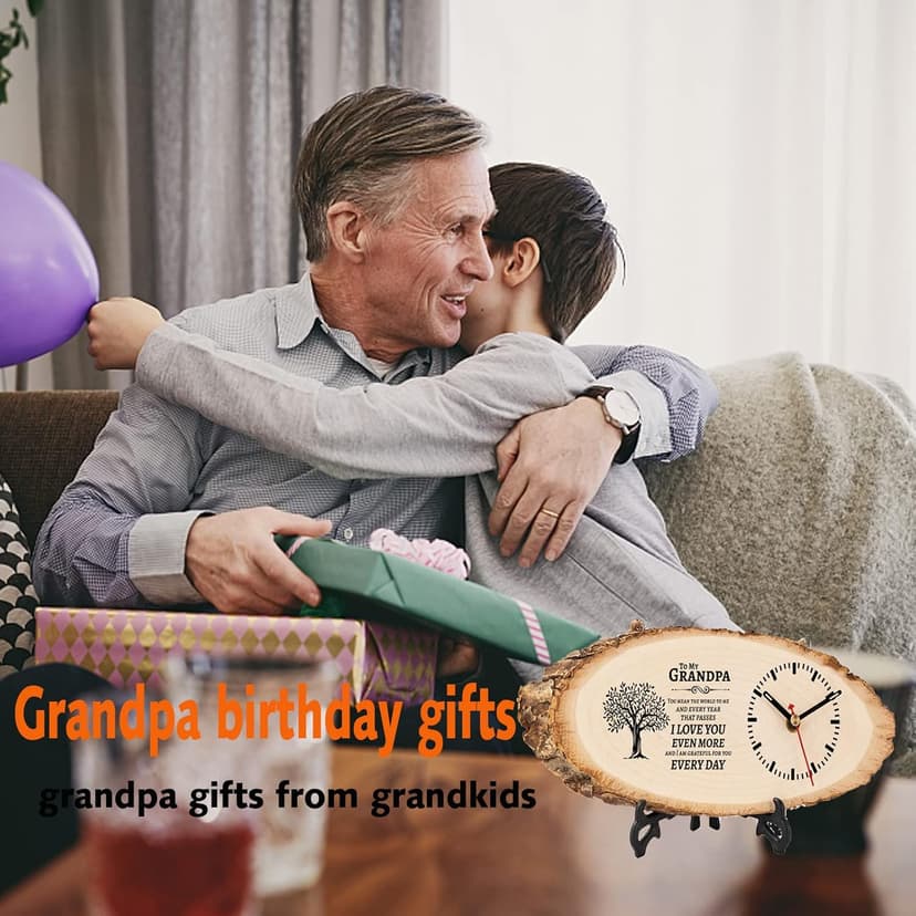 BeauGift Gifts for Grandpa Wooden Clock, Birthday Gifts for Grandpa from Granddaughter Grandchild, Best Grandpa Ever Gifts to My Grandpa Gifts