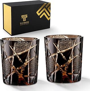 Old Fashioned Edo Kiriko Whiskey Glass Set of 2 – 9 oz Handmade Japanese Cut Crystal Tumblers for Bourbon, Scotch, Cocktail, Liquor – Premium Gift Boxed Drinkware for Men, Dad, Husband