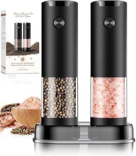 Electric Salt and Pepper Grinder Set Automatic Battery Pepper Mill Shakers Adjustable Coarseness Upgraded Larger Capacity with Led Home and Kitchen Appliances Christmas Gifts for Women