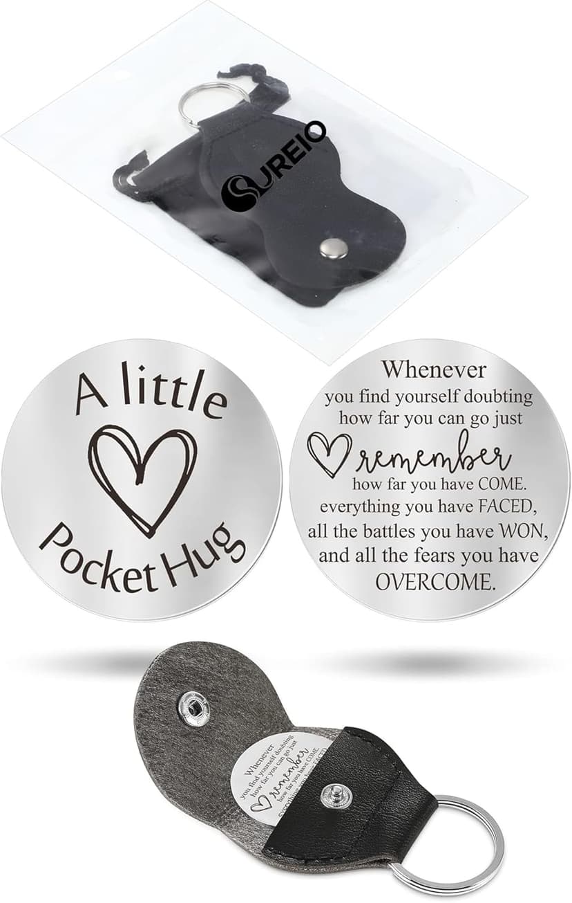 Sureio Pocket Hug Token Gift Long Distance Relationship Keepsake Inspirational Gift with Keychain