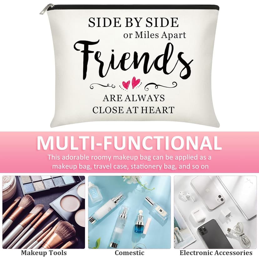 Xuniea 8 Pieces Friendship Gift Friend Makeup Bags Friendship Cosmetic Bags Portable Cosmetic Pouch Toiletry for Women Valentine Gift Makeup Travel Retirement Birthday Anniversary(Warm Pattern)