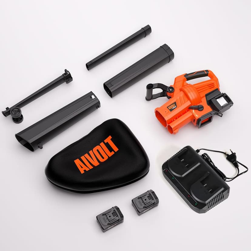 AIVOLT Brushless Leaf Blower Vacuum Mulcher 40V, Cordless Leaf Vacuum with 40L Bag, Turbo Power, 2x4.0Ah Batteries & Charger, 3-in-1 for Lawn Care, Patio Cleaning