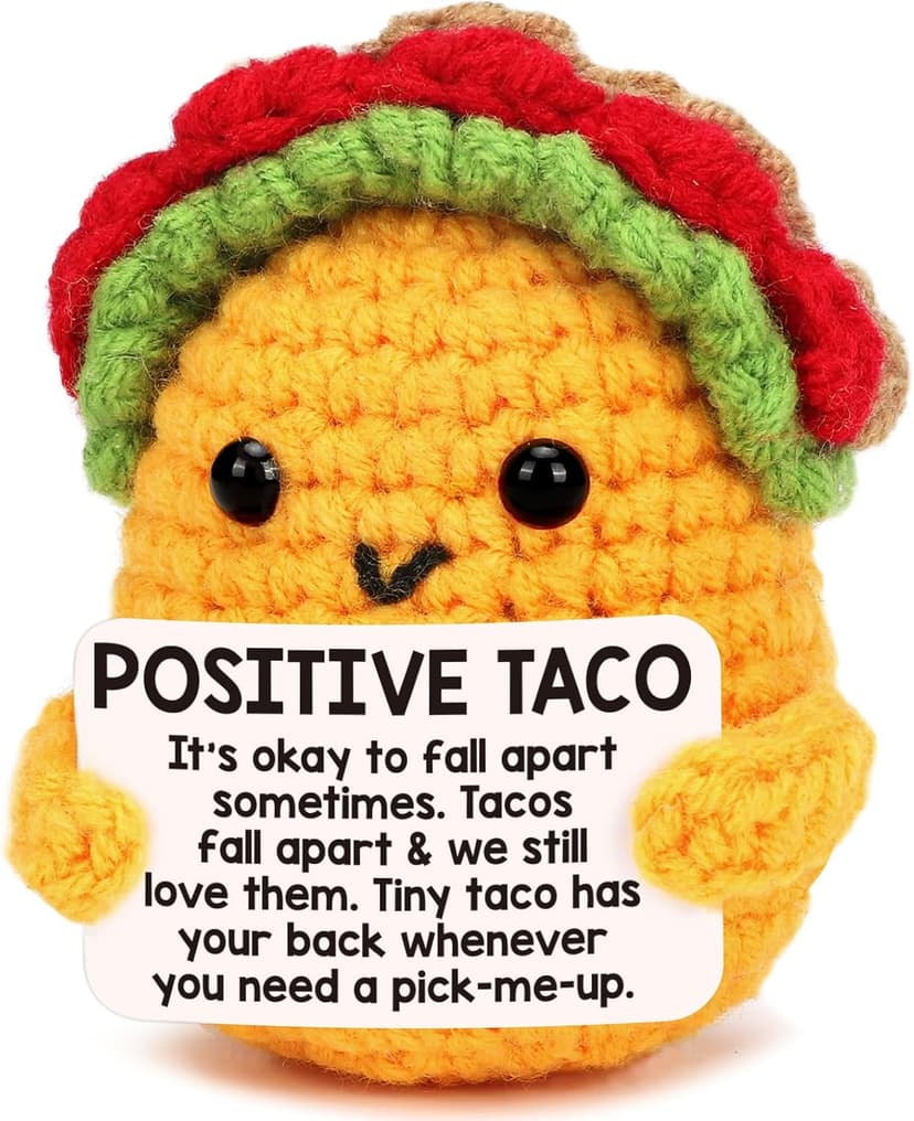 Mini Emotional Taco Support Funny Birthday Gifts for Women Men Mom Dad Husband Daughter Sister Friend Coworker Inspirational Relaxation Gifts Positive Crochet Animals Party Favors Christmas Stuffer