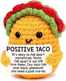 Mini Emotional Taco Support Funny Birthday Gifts for Women Men Mom Dad Husband Daughter Sister Friend Coworker Inspirational Relaxation Gifts Positive Crochet Animals Party Favors Christmas Stuffer