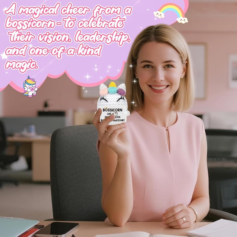 Christmas Boss Gifts for Boss Lady Women, Bossicorn Xmas Stocking Stuffers White Elephant Birthday Unicorn Office Gift for Boss Female Appreciation Thank You Present for Supervisor Manager Leader