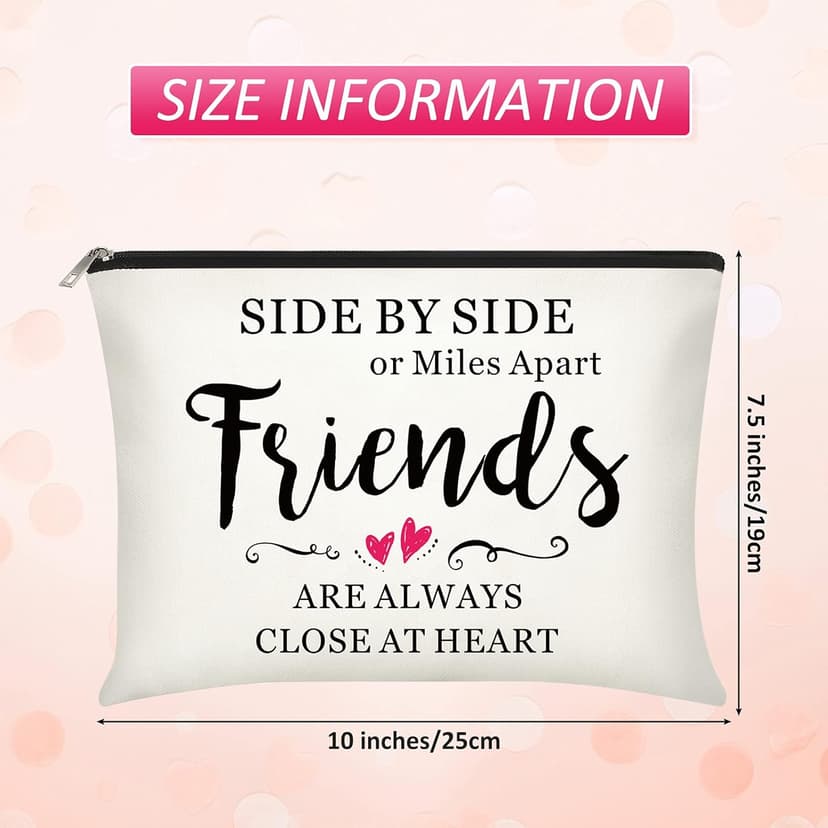 Xuniea 8 Pieces Friendship Gift Friend Makeup Bags Friendship Cosmetic Bags Portable Cosmetic Pouch Toiletry for Women Valentine Gift Makeup Travel Retirement Birthday Anniversary(Warm Pattern)