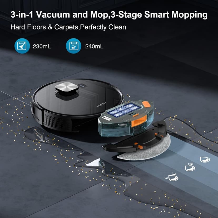 Robot Vacuum and Mop Combo, Robot Vacuum Self-Emptying with 11500Pa Suction, 70-Day Capacity, Fast Home Mapping, LiDAR Navigation, Smart Obstacle Avoidance, Ideal for Pet Hair, Carpet, Hard Floor