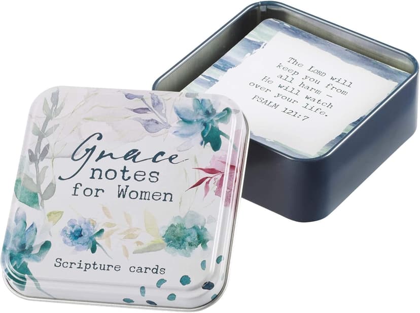 Christian Art Gifts Scripture Prayer Cards In Tin | Grace Notes For Today – 50 Double Sided Cards | Bible Verse Encouraging Gift for Women