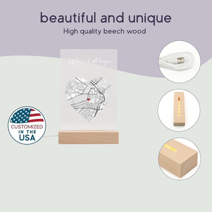 Where We Met Map Gift - Cute Boyfried Gifts From Girlfriend/Personalized Gifts For Her/I Love You Gifts For Him - Custom Plaque Personalized/Christman Presents for Boyfriend - Couple