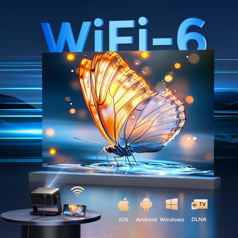 Goodee Viedo Projector With Wifi And Bluetooth, Smart Movie System/ Dolby Audio/ Auto Focus & Keystone Portable Projector, 4k Video Decode & 1080p Native For Home Theater / Outdoor