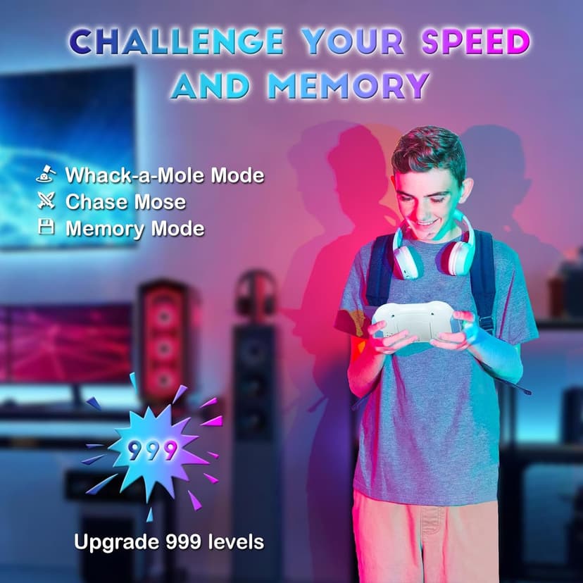 Fast Push Fidget Toys Handle, Flashing Handheld Game for Kids Teens Adults, Electronic Brain & Memory Game, Quick Push Buttons Gamepad, Xmas Birthday Gifts STEM Toys for Boys Girls