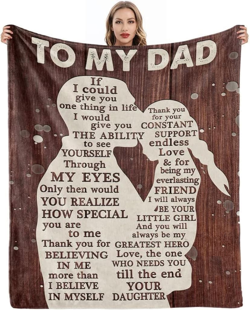 Gifts for Dad from Daughter to My Dad Blanket Best Gift for Fathers Day Birthday Christmas Valentines Day Bday Present Idea for Father Husband Men Him Healing Thoughts Throw Blanket 60''x50''