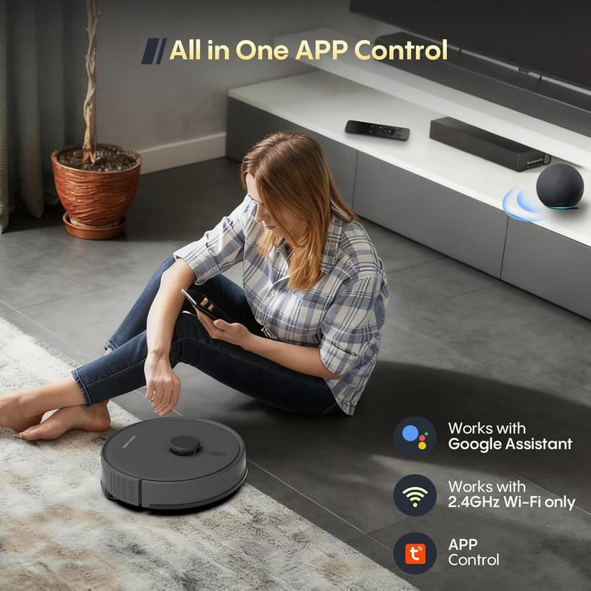 Robot Vacuum and Mop, Self Emptying Station for 90 Days, 5000Pa Suction, 3-in-1 LiDAR Navigation, Home Mapping, No-Go Zones, Wi-Fi/App/Alexa, Hard Floors, Carpet