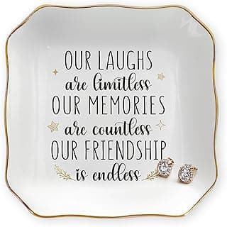 OASSIE Christmas Friendship Gifts for Women - Decorative Trinket Dish 4"x4" Ceramic Jewelry Dish Tray - Christmas Birthday Gifts for Best Friends Women Friendship Bestie BFF Sister, Friend Gift