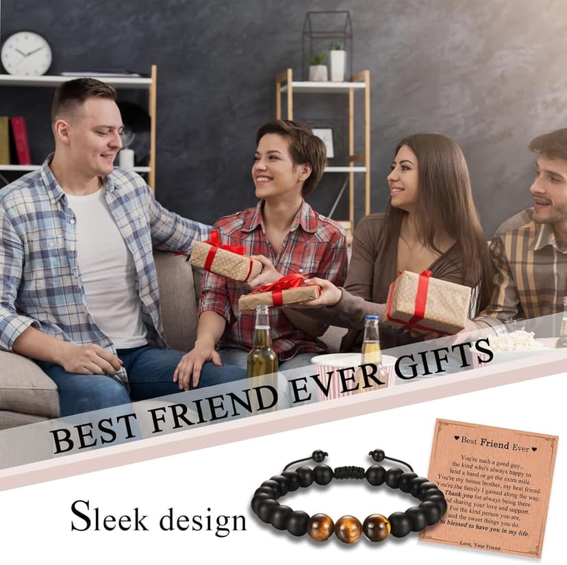 Best Ever Gifts for Mens Teen Boys, Beads Bracelet Gifts for Friend Brother Uncle Boyfriend Grandpa Dad Son Grandson Nephew New Dad Stepdad Husband on Birthday Christmas Valentines Fathers Graduation