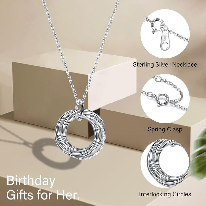 IEFLIFE Birthday Gifts for Women, Sterling Silver Necklaces, 40th 50th 60th 70th 80th 90th Birthday Necklace, 40 50 60 70 80 90 Years Old Birthday Gifts, 4 5 6 7 8 9 Decade Birthday Jewelry for Women