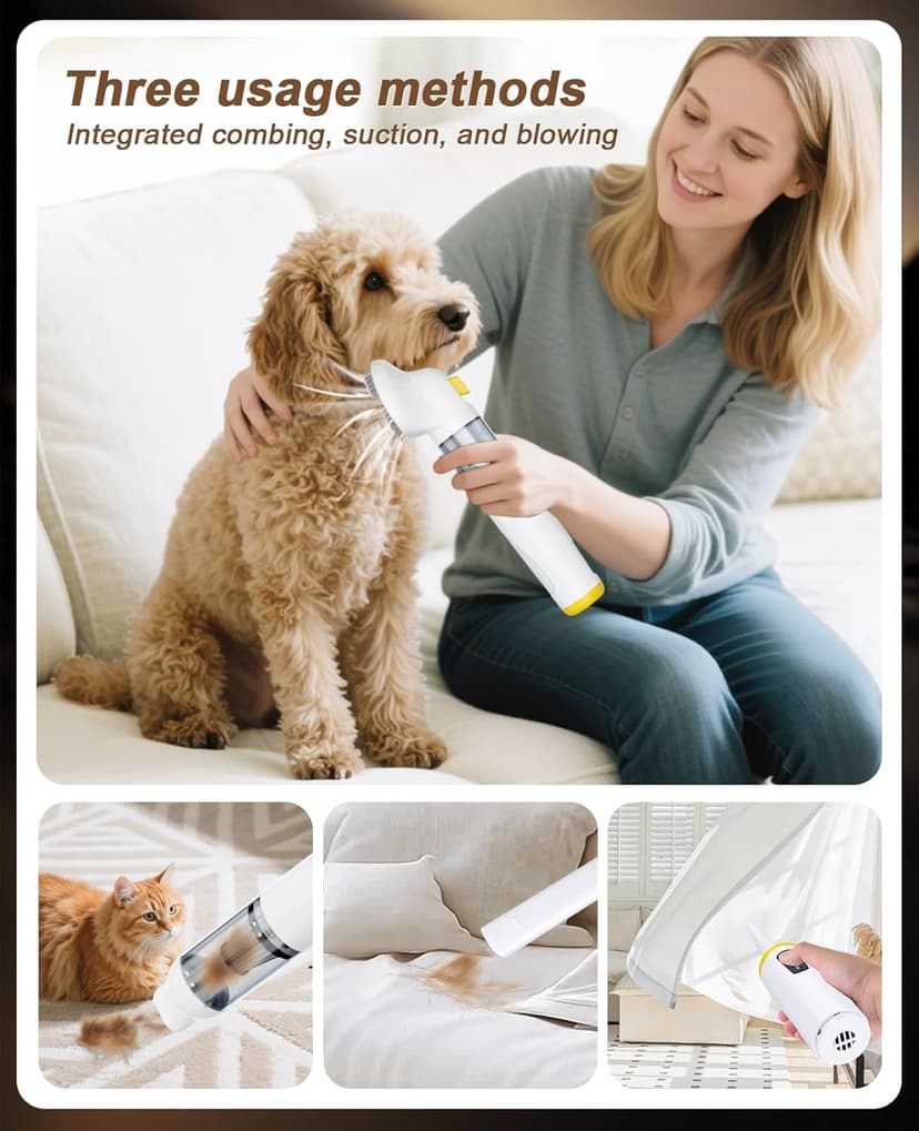 Cordless Dog Vacuum Groomer Kit,Cordless Rechargeable Vacuum Dog Brush for Hair,Handheld mini Pet Vacuum Brush,4200Pa Pet Grooming Cleaner With Comb Hair,Suitable for All Types of Cats and Dogs
