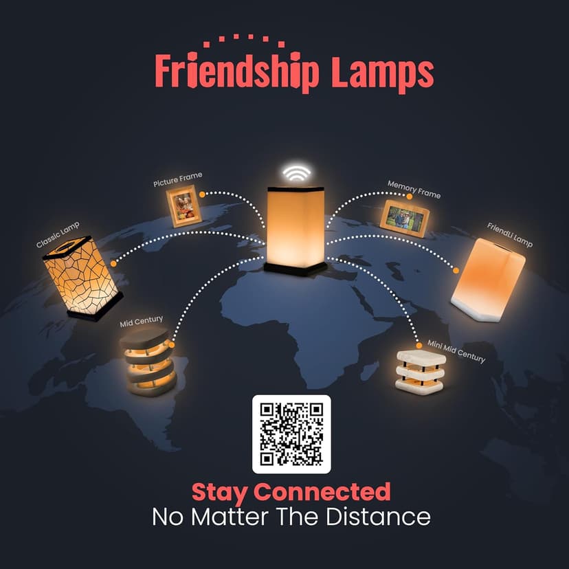 Friendship Lamp FriendLi by Filimin - Subscription Required Wi-Fi LED Light for Long Distance Touch Lamp, Present for Best Friend, Relationship, Family, Unique Gifts, Easy App Setup - Set of 2