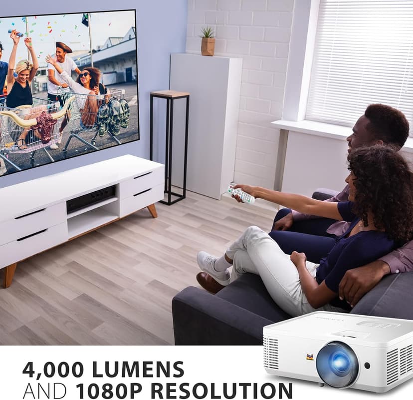 ViewSonic PA503HD 4000 Lumens High Brightness Projector with 1.1x Optical Zoom, USB, and HDMI inputs for Home and Office