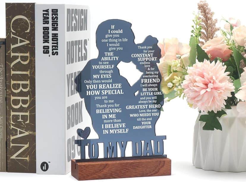 Dad Gifts from Daughter - Meaningful Fathers Day, Birthday, Christmas Sentimental Present for Father, Step Bonus Dad Daddy Papa Pop Old Man Acrylic Keepsake Plaque for Desk Decor Office Home