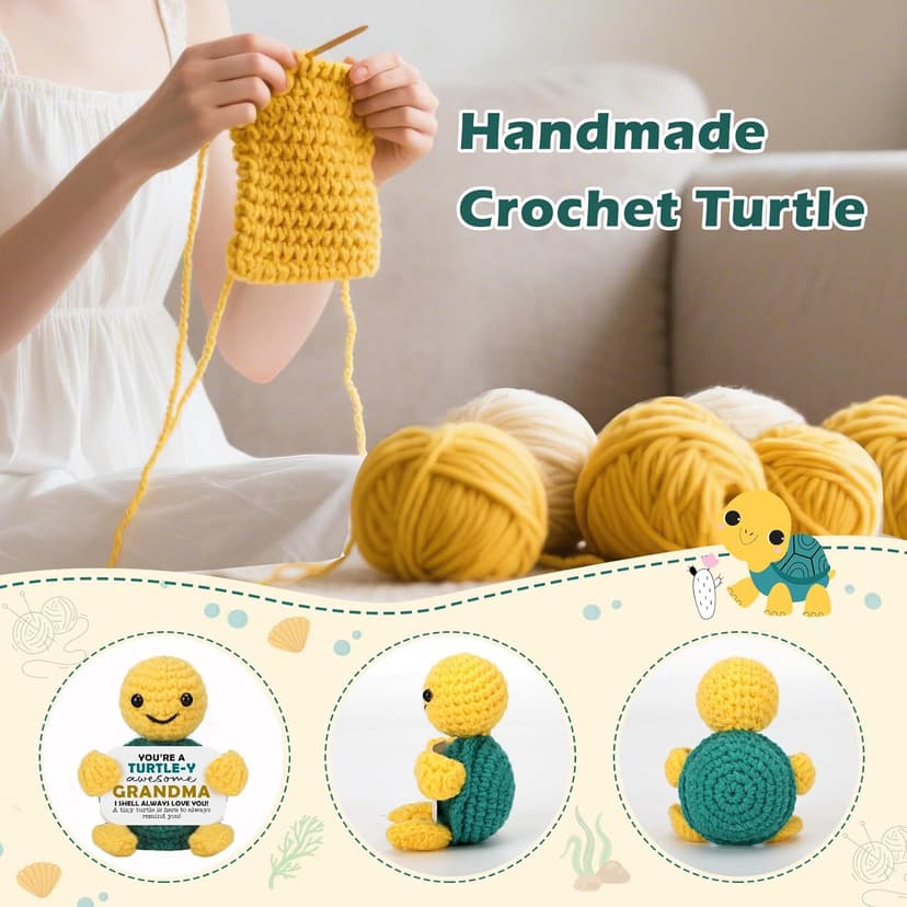 Funny Turtle Grandma Gifts Mothers Day Birthday I Love You Grandma Gifts for Grandmother Nana Gigi Mimi Present from Granddaughter Grandkids Grandson Handmade Emotional Positive Crochet Animals Turtle