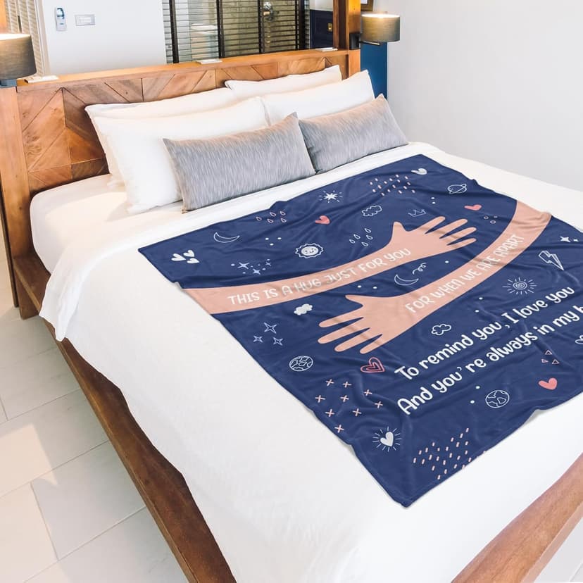 Craftique I Love You Gifts for Him Her - Soft Blanket with Love Hug - Long Distance Relationship Gifts, Anniversary/Birthday Gift for Boyfriend Girlfriend Friend