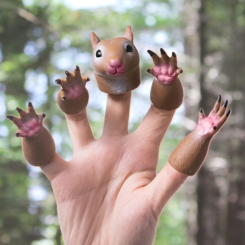 AQKILO Squirrel Finger Puppet Set, Animals Puppet Show Theater Props, Novelty Toys Weird Stuff Gifts