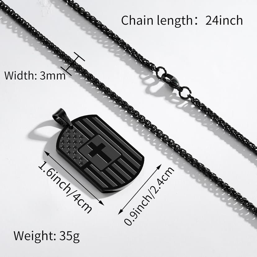 Zocomi To My Son Dad Brother Husband Grandson Grandpa Boyfriend Man Dog Tag Cross Necklace Christian American Flag Birthday Graduation Gifts Jewelry for Men Boys
