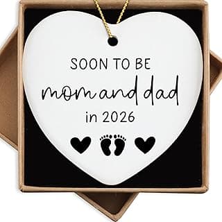 Soon to Be Mom & Dad in 2026 Christmas Tree Decoration Ornament Keepsake Sign Heart Plaque Mom and Dad to Be Gift Pregnancy Gifts for New Parents Expecting Mommy Daddy Gift