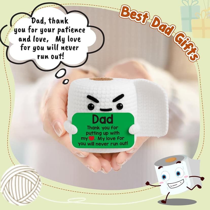 Dad Birthday Gifts for Dad from Daughter Son Christmas Funny Small Gag Cool Handmade Crochet I Love You Daddy New Bonus Step Best Dads Ever Thank You Fathers Day Christmas Stocking Stuff Gift