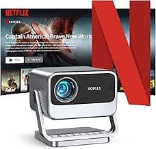 [Netflix Officially & Auto Focus] VOPLLS 4K Projector with WiFi and Bluetooth, 3D Stereo Sound & Auto Keystone Video Projector, 1200ANSI Outdoor Movie Projector, 50% Zoom, MAX 300''Display (Grey)