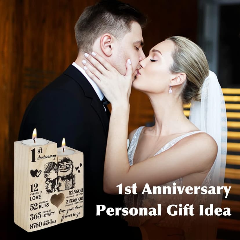 1st Anniversary Wedding Gifts for Wife, Couples Gifts Candlestick,1st 1 Year Wedding Anniversary Birthday Gifts for Wife from Husband,Wedding Anniversary Presents for Girlfriend,One Year for Her