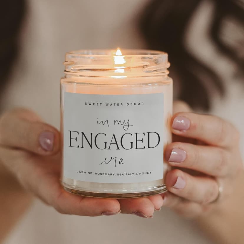 Sweet Water Decor in My Engaged Era Candle - Engagement and Bridal Shower Gifts for Her - 9 oz Soy Candle in Clear Jar with 40+ Hours Burn Time, Made in The USA