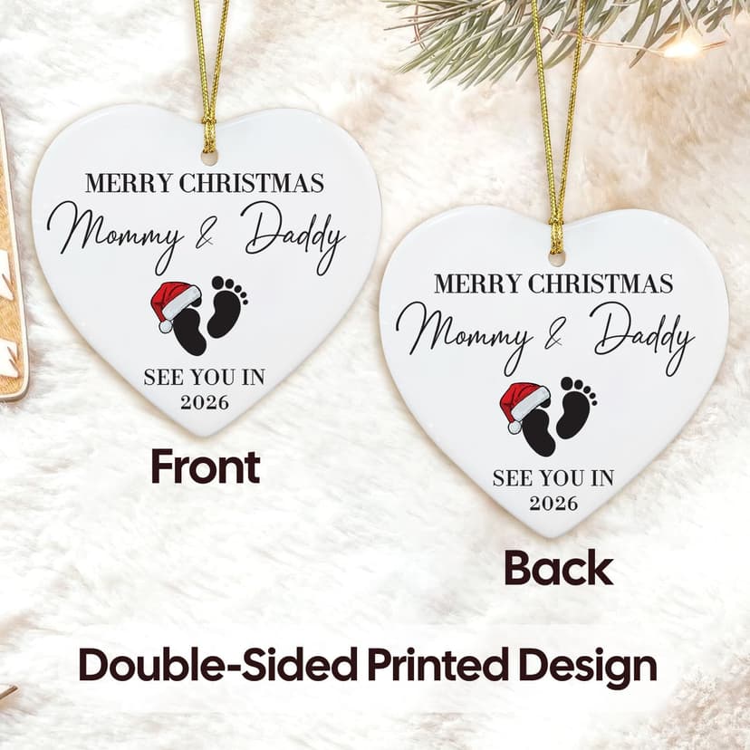 NewEleven Pregnancy Announcement Gifts for Husband Wife Family, Gender Reveal Gifts, Pregnancy Gift for Expecting Mom, for New Mom, New Dad, New Parents - Ornament
