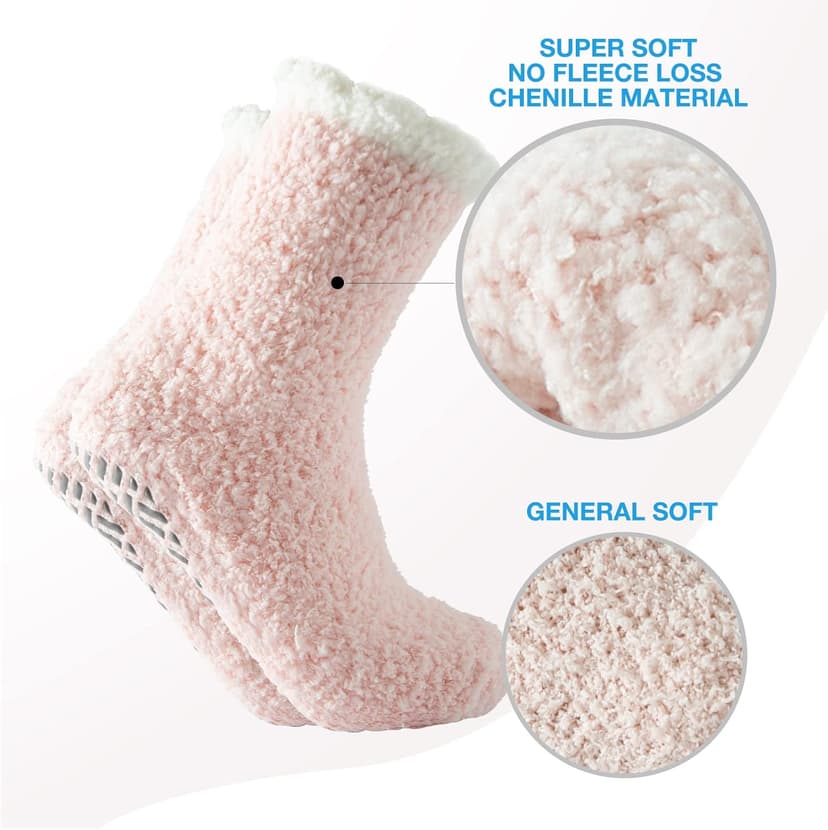 Bulinlulu Fuzzy Socks with Grips Plush Sleep Cozy Winter Soft Hospital Fluffy Socks Gifts for Womens Mens Gifts